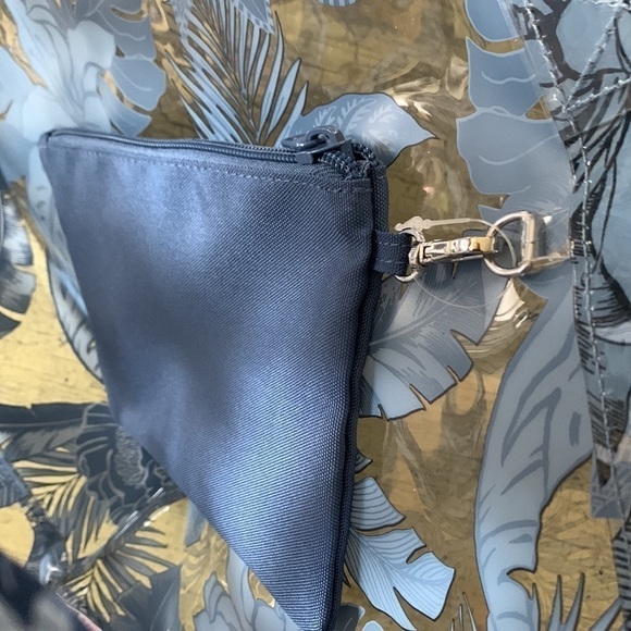 PINK VICTORIAS SECRET Summer Blue Tropical Floral PVC Tote Bag - Picture 7 of 16